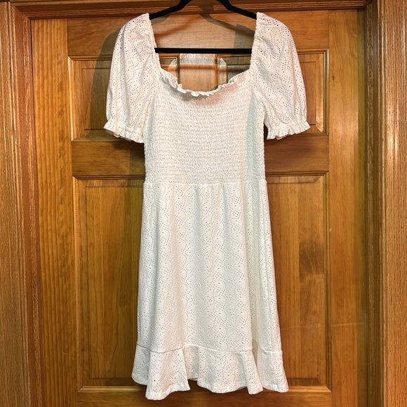 MICHAEL Michael Michael Kors Women's Julia Eyelet Mini Dress Medium White - Picture 1 of 11